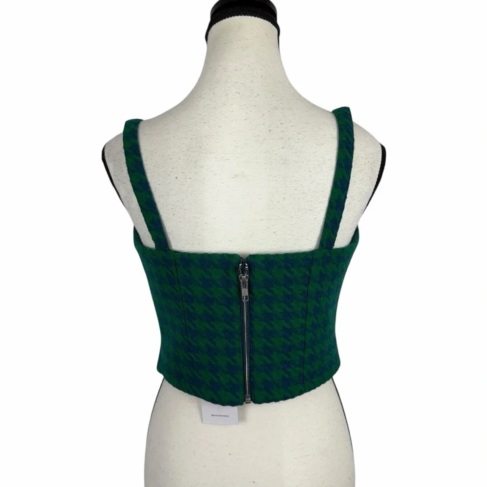 Lovers + Friends Houndstooth Wool Blend Corset Top Adjustable Straps S Revolve - Picture 6 of 10